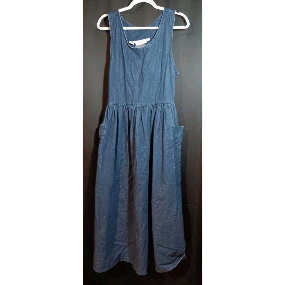 VTG Silver Fern Mackenzie Large Denim Jumper Maxi Jean Dress Pockets New Zealand